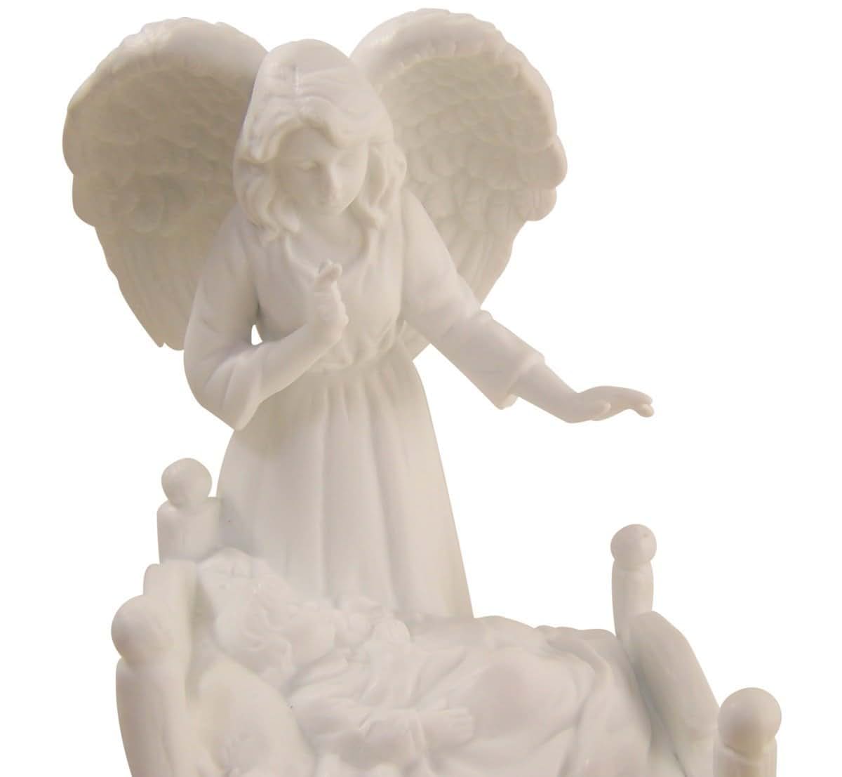 Religious Gifts White Porcelain Guardian Angel with Baby Nightlight (photo 2)