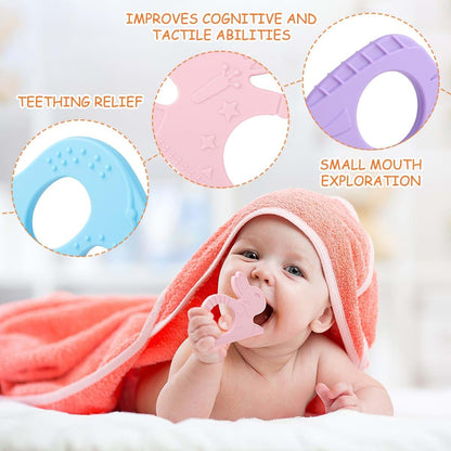Beboan Silicone Baby Teething Ring Toys, 8 Pack Freezer Teether Chew Toy (photo 4)