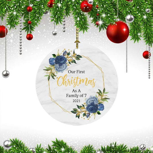 Cheyan Our First Christmas As A Family of 7 Ornament Gift for Baby New Parents Xmas Tree Decoration, 1st Christmas as