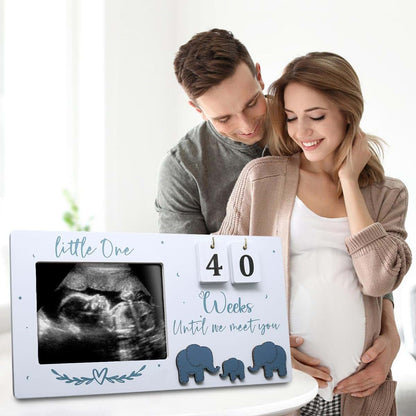 Wooden Ultrasound Photo Frame with Countdown Weeks for Pregnancy Announcement