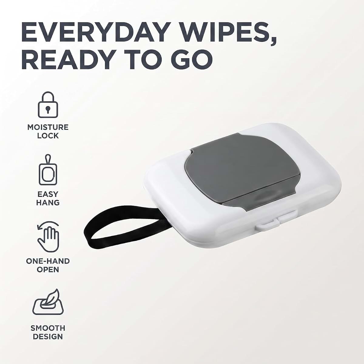BabyOneStop Grey Wipes Case Travel Wipe Holder with Silicone Seal