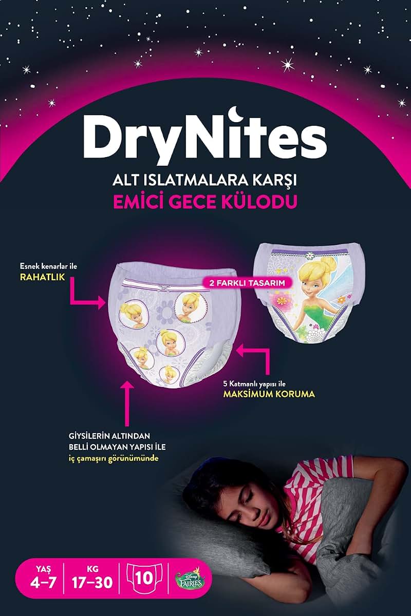 Huggies DryNites Bed wetting Pyjama Pants for Girls, Age 4-7, (10 Pants) (photo 2)