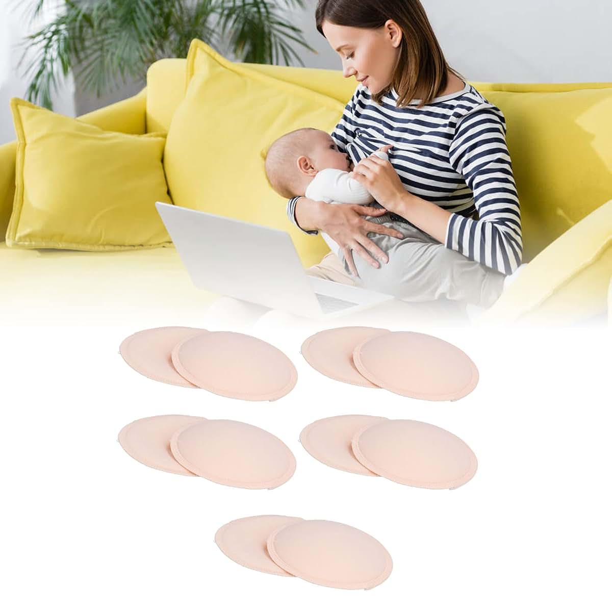 Nurnesy 10 Pack Washable Cotton Nursing Pads with 3D Stereoscopic Design