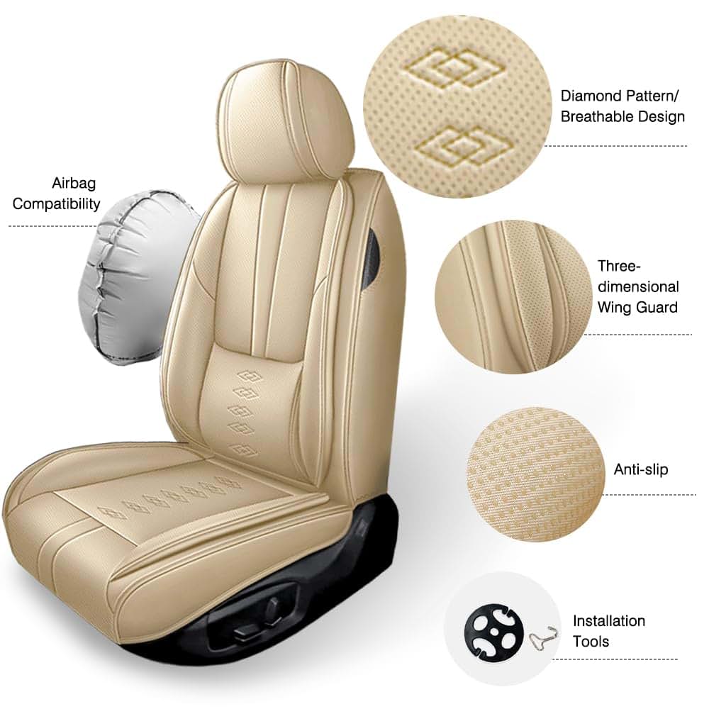 NCCLOVELY Car Seat Covers For Volvo XC60 Solid Beige 5-Seats Standard (photo 4)