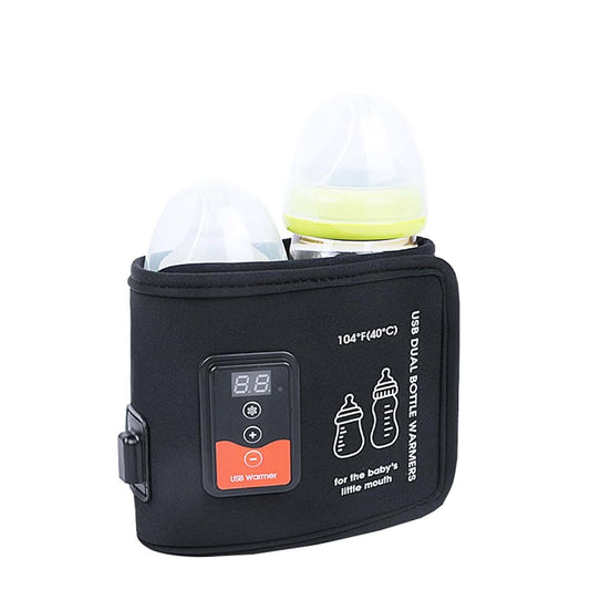 XEGZLH Double Bottle Warmer Portable USB Charging Milk Bottles Insulation Sleeve Case Insulated Breastmilk Heating Bag