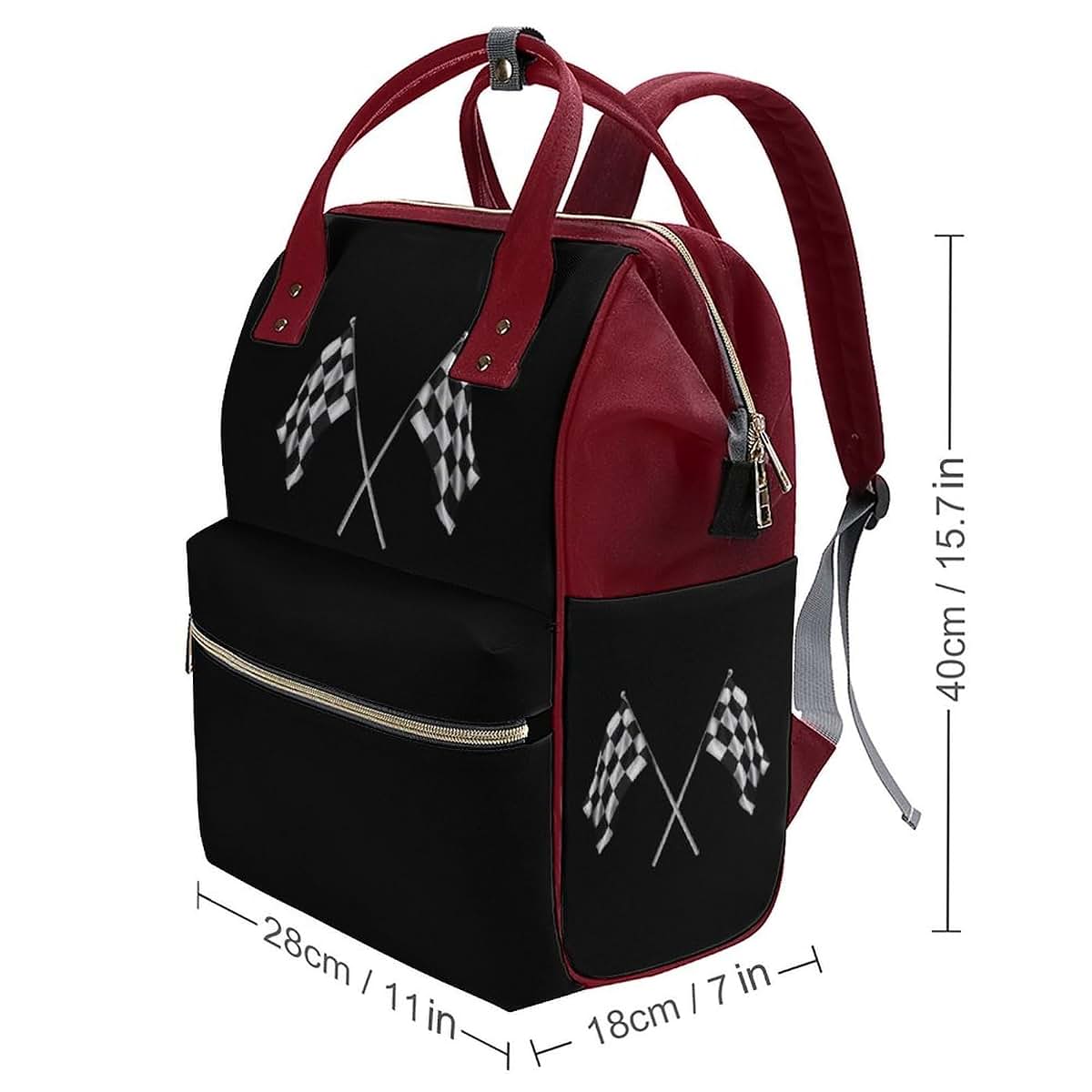 SONGTING Black and White Checkered Flags Diaper Bag Backpack Travel Waterproof Mommy Bag Nappy Daypack Red-Style, 0ne (photo 2)