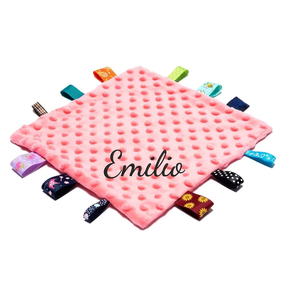 Gorm Personalized Baby Name Blanket Pink Embroidery Security Blanket (photo 3)