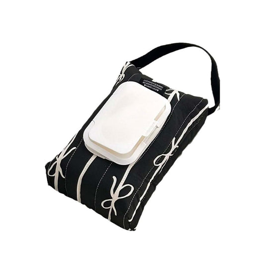 Uqezagpa Sturdy Cotton Wet Wipe Storage Pack Quilted Bowknot Stripe