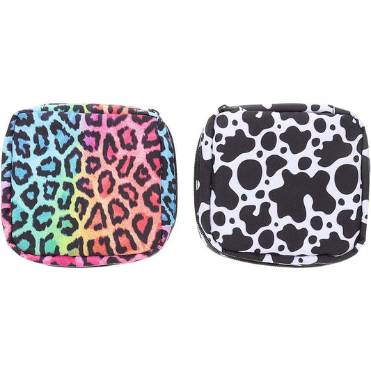 2pcs Leopard Napkin Bag Menstrual Pad Pouch Portable Holder