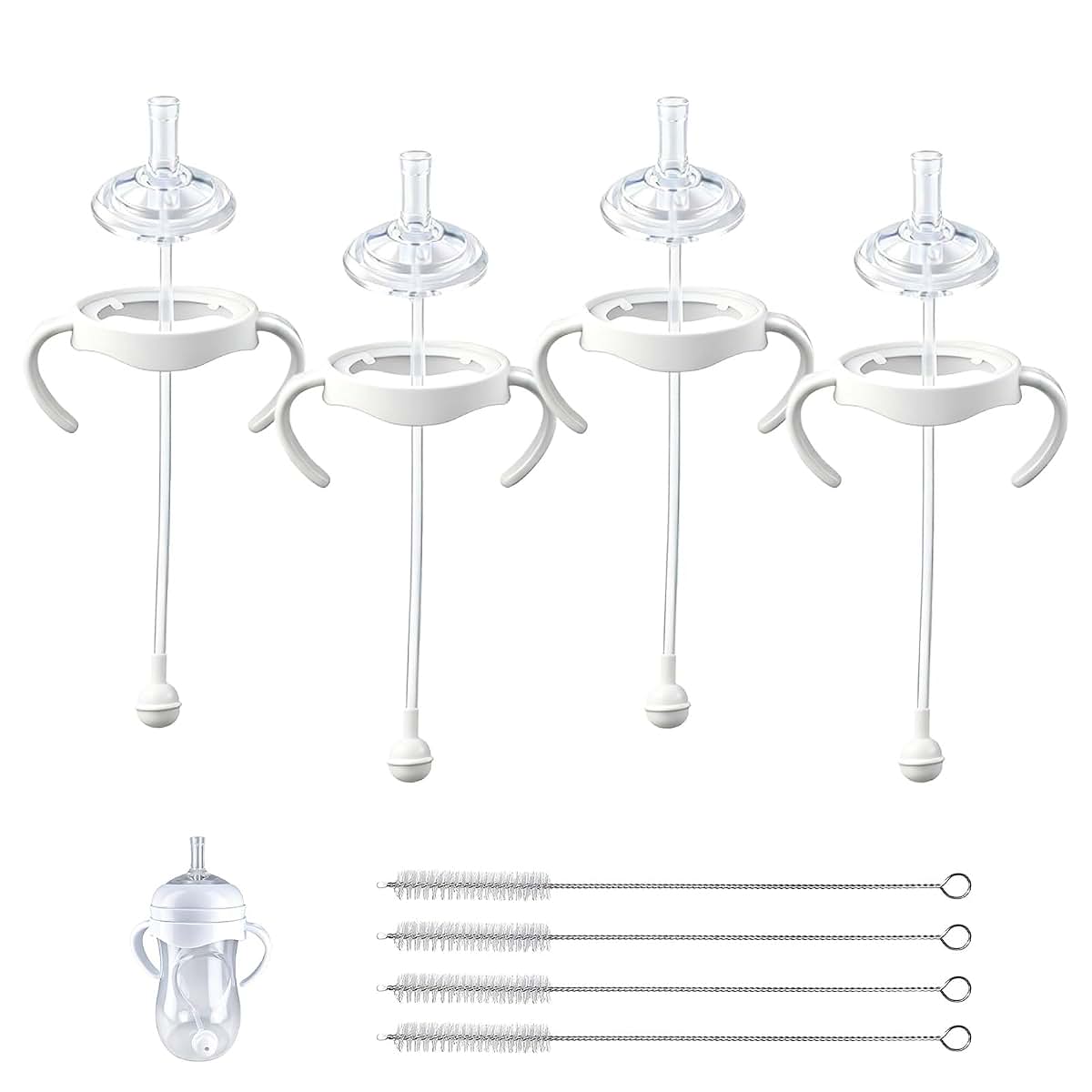 Honeykin Straw Cup Conversion Kit for Philips Avent Natural Baby Bottles, Weighted Straw Transition Set with Soft