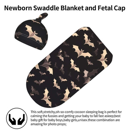 Duritowtnjkf Newborn Swaddle Blanket and Beanie Set