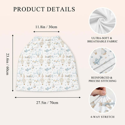 S2tMhb Plane Pattern Unisex Baby Car Seat Cover,5-in-1 Hot Air Balloon Infant Toddler Privacy Nursing Breastfeeding (photo 2)