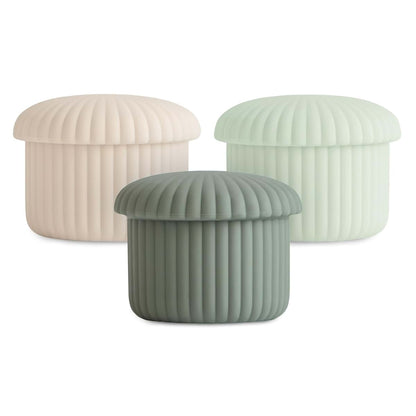 mushie Silicone Baby Food Containers, 4 oz, 3-Pack with Lids, Green