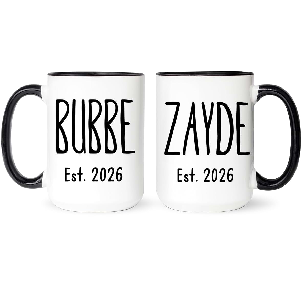 Fabby Gifts Bubbe And Zayde Mugs Set - Yiddish Grandma Baby Reveal - Jewish Grandpa Mug - Pregnancy Announcement For