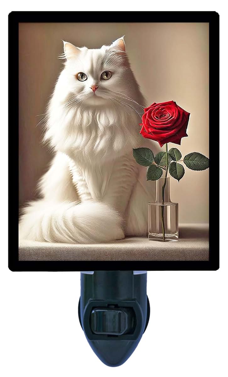 Night Light Designs White Cat Night Light With Rotating Plug