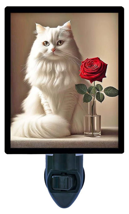 Night Light Designs White Cat Night Light With Rotating Plug