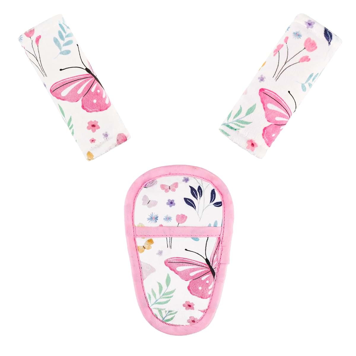 Jundetye Car Seat Strap Pads For Baby, 3-Piece Butterfly Pattern Set