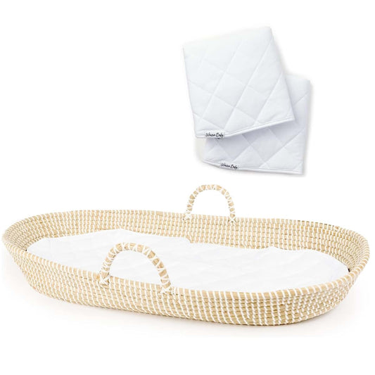 Woven Baby Baby Changing Basket - Handmade Moses Basket Changing Basket for Baby Table Topper - 2 Organic Cotton