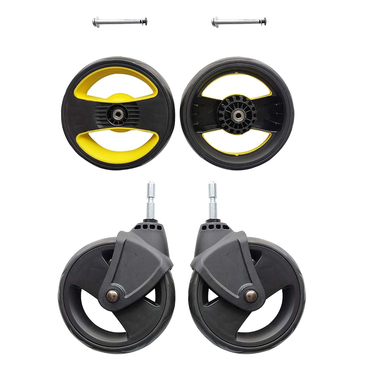 BabyOneStop Stroller Replacement Wheels – 2-Pack Plastic Front/Back Wheels for Strollers, Pet Strollers & Carts