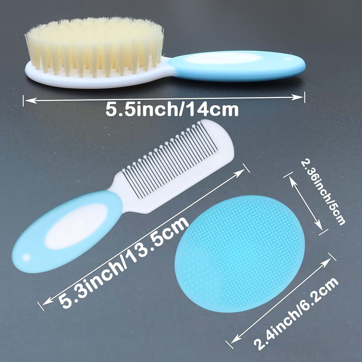 Duruan Baby Hair Brush &Silicone Baby Cradle Cap Brush Set, for Newborns & Toddlers-Natural Soft Goat Bristles-Ideal (photo 2)
