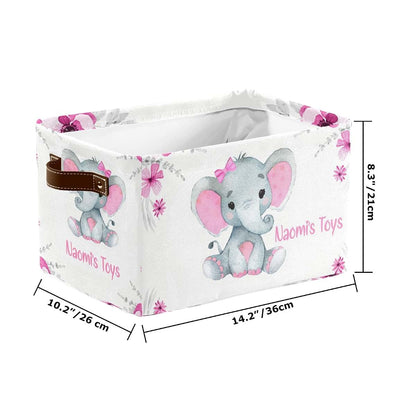 Joyestore Pink Elephant Personalized Storage Bin With Handles (photo 4)