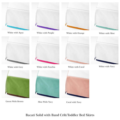 Bacati Mix N Match Crib Skirt with White Drop and Coral Band