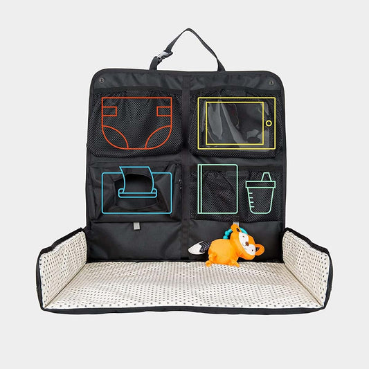 Beanko Baby Portable Diaper Changing Station for Your Car | Waterproof, Detachable, Toy Loops, 4 Pockets, Wet Wipes