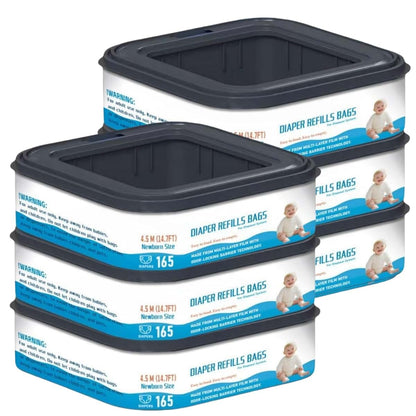6-Pack Square Diaper Pail Refill Bags for Diaper Genie Classic, Compact, and Select Pails