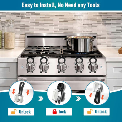 BabyOneStop Stove Knob Lock Covers, 5 Pack, Black