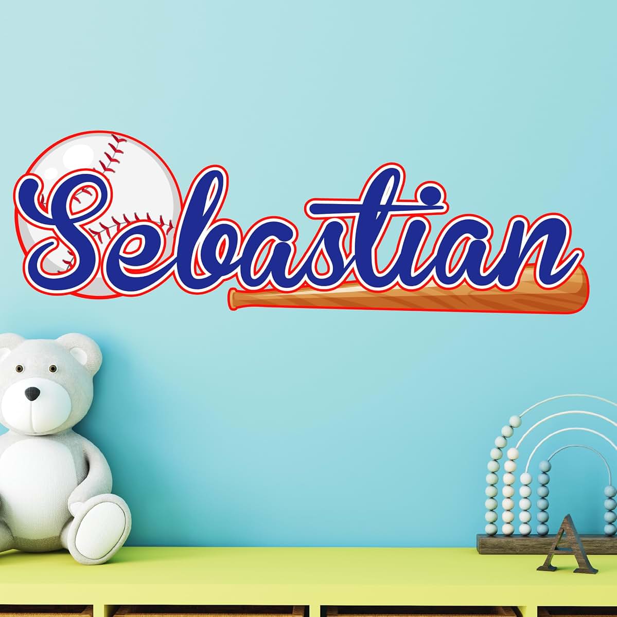 AdesiivoStudio Personalized Baseball Wall Decal Name Sticker