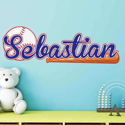 AdesiivoStudio Personalized Baseball Wall Decal Name Sticker