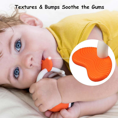 Mombella Clownfish Teething Toys for Babies 3-12 Months, Orange