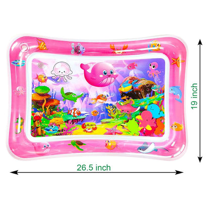 ZHUYNXIR Tummy Time Water Play Mat for Babies 3-24 Months, Inflatable PVC with Floating Toys, Pink, 27.5 x 20 in