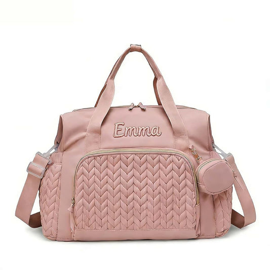 Zhongzhi Personalized Maternity Travel Bag| Diaper Bag| Custom Multifunction Mom Bag | | Large Capacity Baby Bag (Pink)