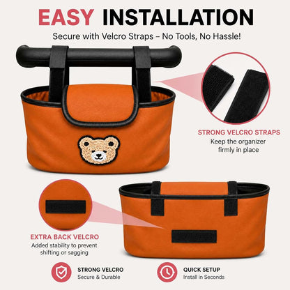 CRELOVEN Universal Baby Stroller Organizer Bag with Cup Holders, BROWN (photo 4)