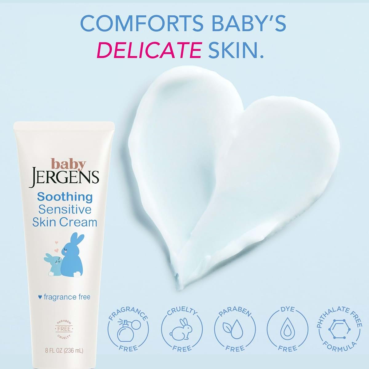 Jergens Baby Soothing Sensitive Skin Cream with Oatmeal, 8 Fl Oz