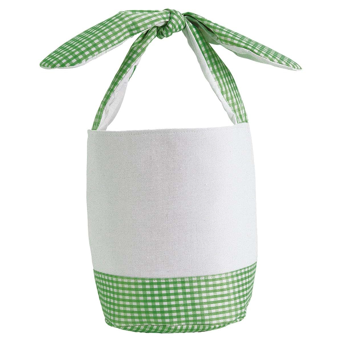 Lillian Vernon Personalized Kids Green Gingham Easter Bag - 10" Diameter x 10.5"Tall, 100% Polyester Easter Basket, Add (photo 4)