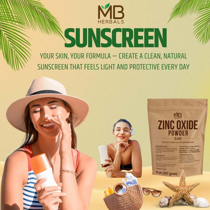 MB Herbals Zinc Oxide Powder 16 oz - Uncoated Non-Nano Raw Ingredient