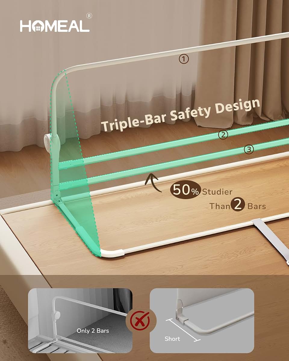Homeal Foldable Bed Rail for Toddlers with U-Shaped Base