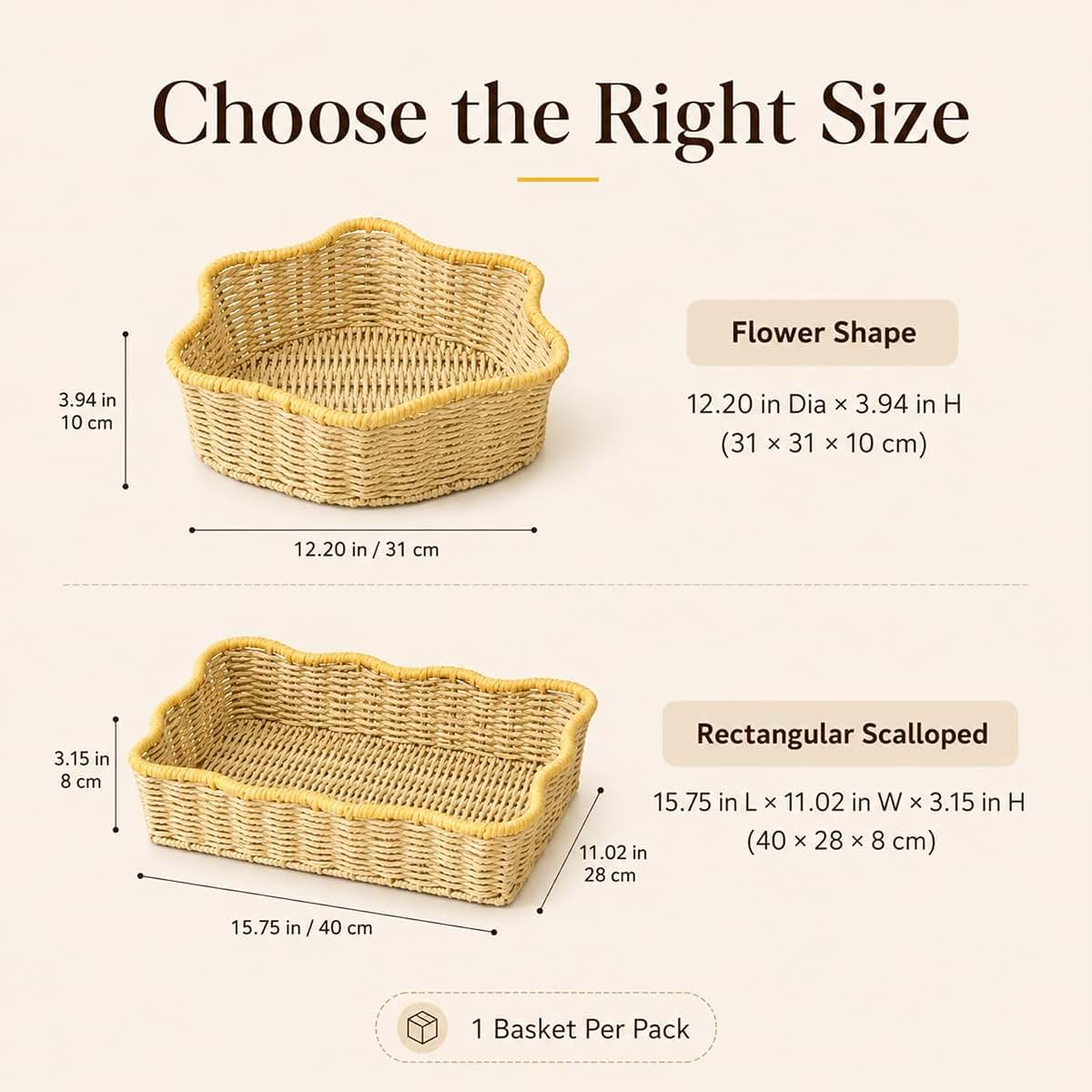 Dunbori Handwoven Paper Rope Storage Basket, Flower Shape in Light Yellow