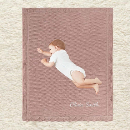 SISLAF Personalized Baby Blanket - Embroidered Name Knit Blanket (photo 3)