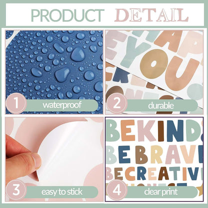 TaoBary 332 Pcs Polka Dot Wall Decals with Inspirational Phrases, Boho Peel and Stick Stickers for Nursery and Playroom