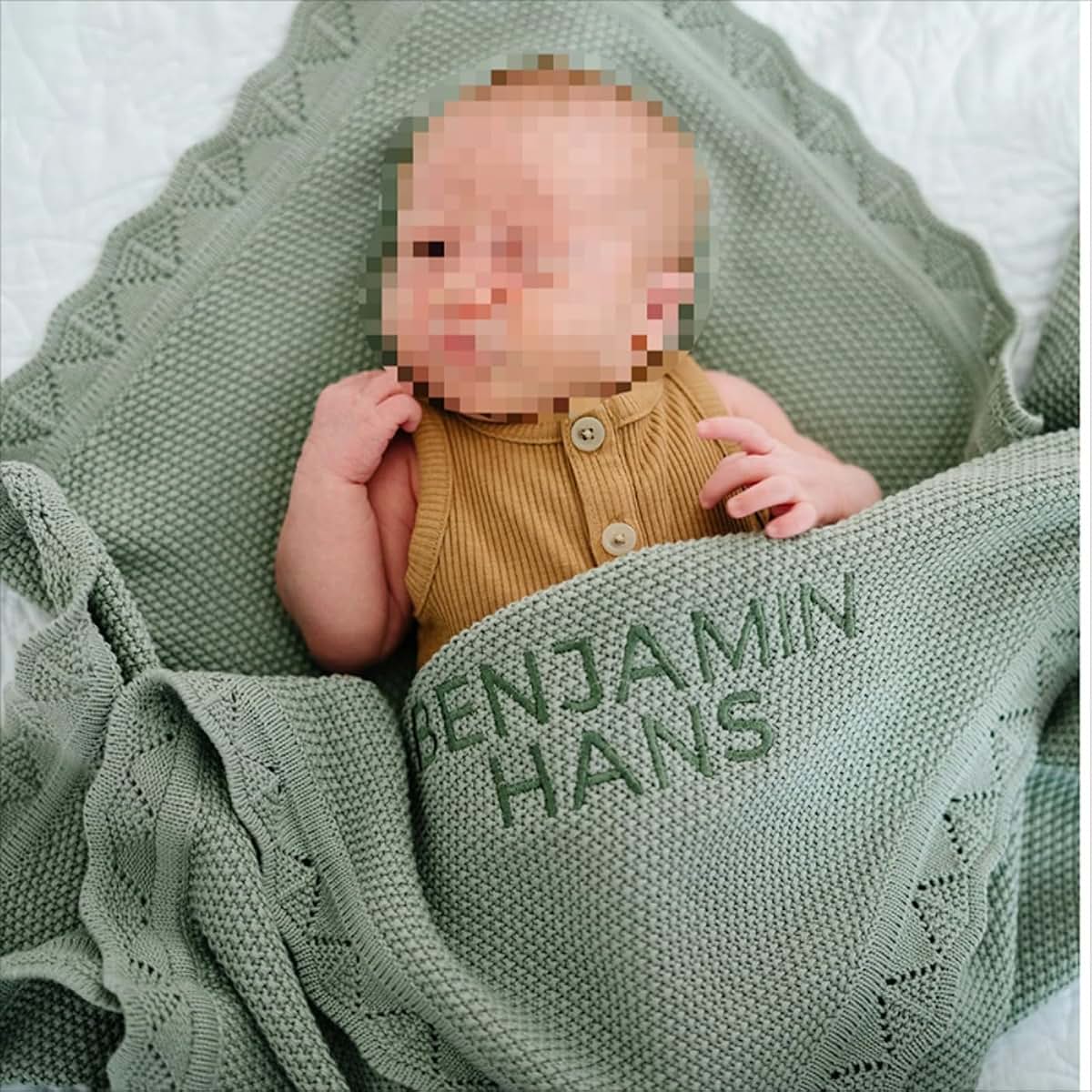 ZoikoM Name Blankets Personalized Baby，Monogrammed Baby Gifts，Custom Name Baby Blanket，Embroidered Baby Blanket Knit (photo 3)