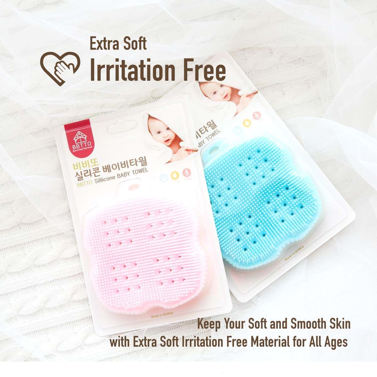 InfantCo Ultra Soft Silicone Bath Scrubber Sponge | for Baby and Dryskin (Baby Blue)