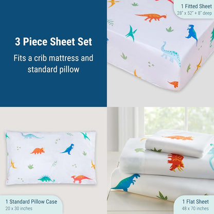 Wildkin Toddler Sheet Set – Jurassic Dinosaurs Microfiber Bedding