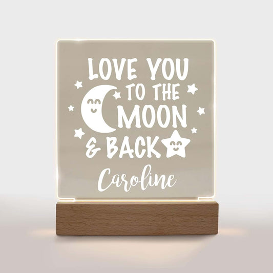 With Love From Julie Personalized Night Light for Kids Gifts for Baby Nursery Lamp Bedroom Decor Love You to The Moon