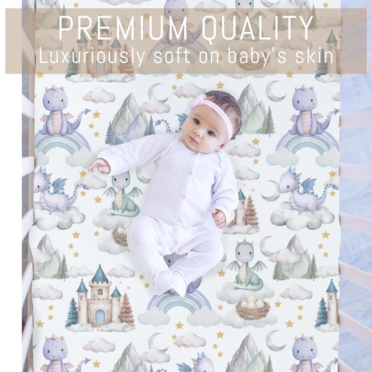 Selgkds Purple Baby Dragons Fitted Crib Sheet for Standard Mattresses (photo 2)