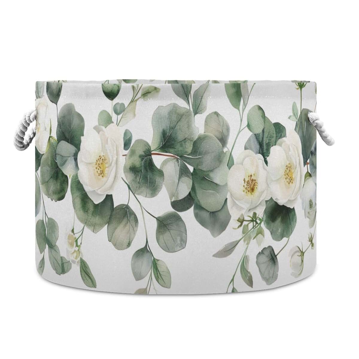 Goodold Watercolor Eucalyptus Pattern Extra Large Storage Basket 20 X 14 Inch