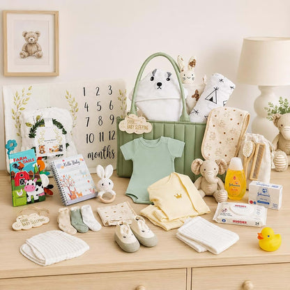 Beyond The Box 25-Piece Newborn Gift Basket With Diaper Caddy And Milestone Blanket (photo 4)