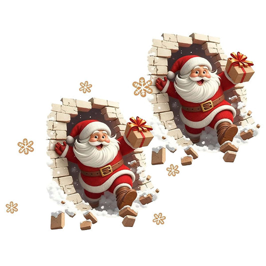 BabyOneStop Santa Claus 3D Wall Decals, Christmas Brick Wall Decoration